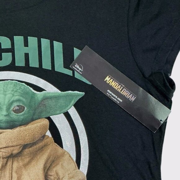 Star Wars T Shirt Baby Yoda Short Sleeve Crew Neck Black Women Juniors 15/17 XL - Picture 8 of 16